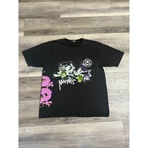 Stussy Strike Pigment Dyed Black Shirt Y2K Streetwear Graphic Skater - Men’s XL